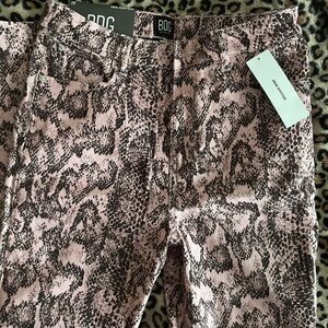 BDG Pink and Black Snake-Print Skinny Jeans